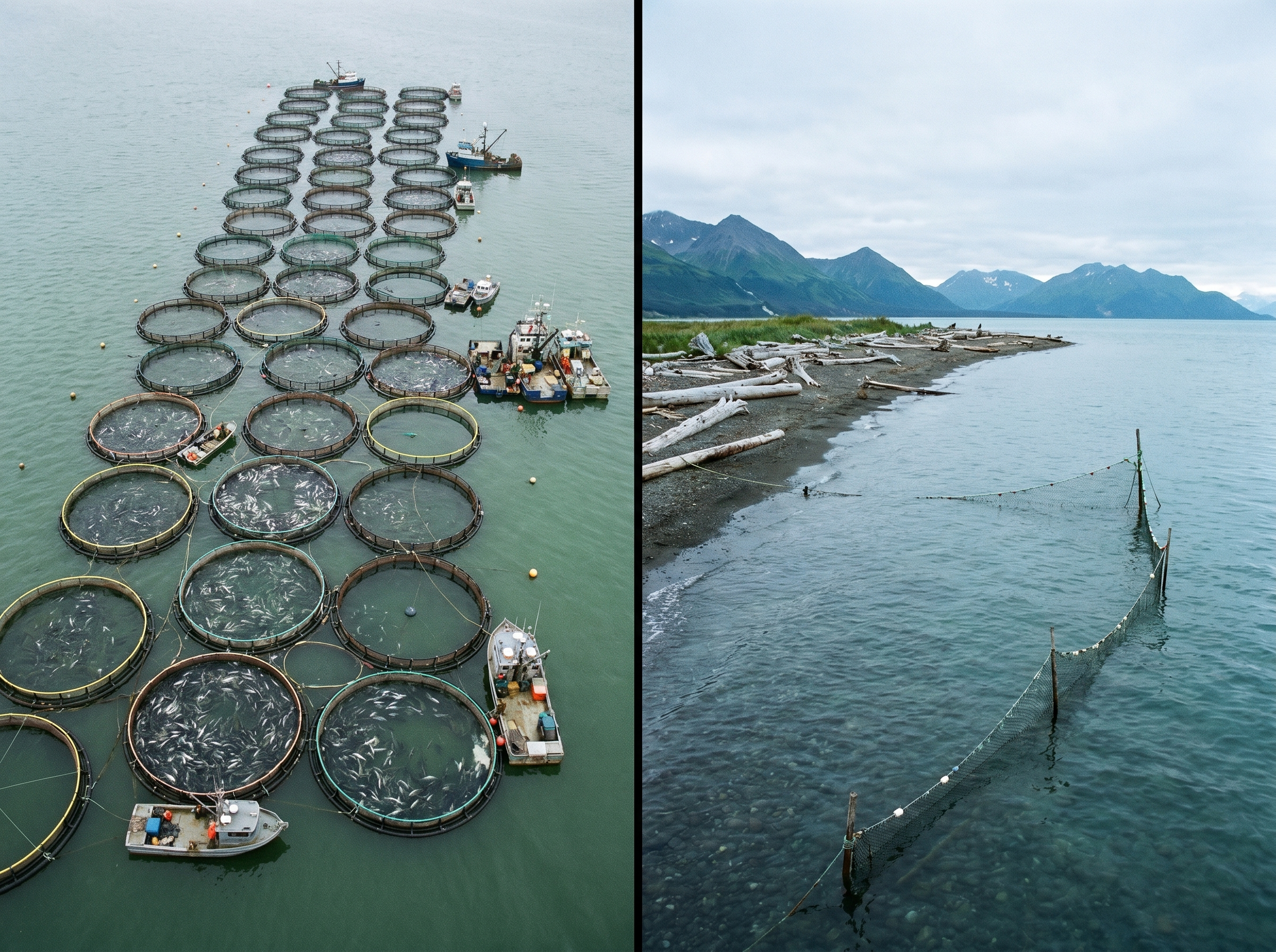 Farm pen versus open Bristol Bay setnet
