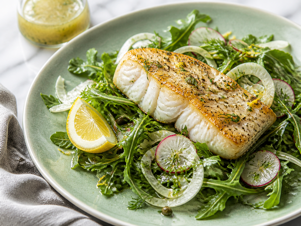 Pan-Seared Cod on Greens