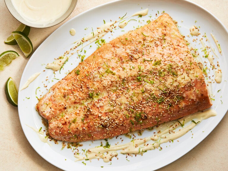 roasted salmon with miso cream