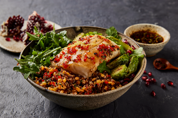 Red Pepper-Glazed Alaska Cod Quinoa Bowl