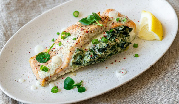 Stuffed Wild Alaska Salmon with Spinach
