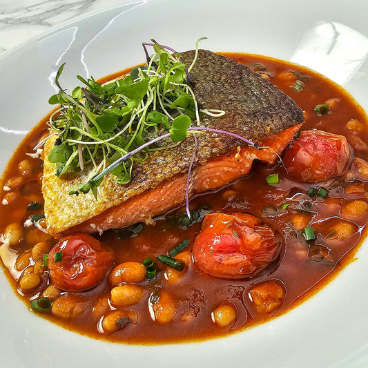 Popsie's Sockeye Salmon with Smoky Beans