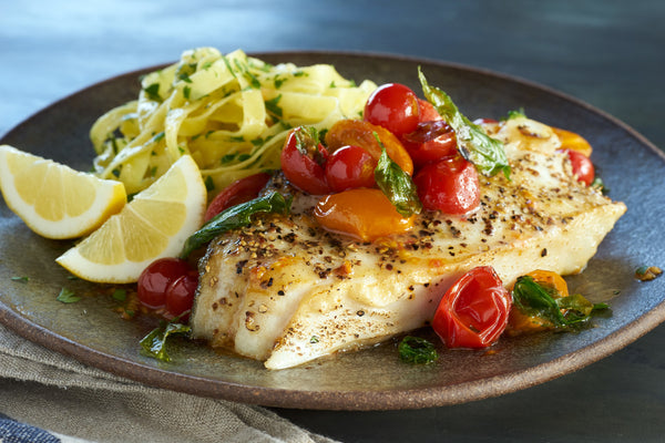 Alaska Halibut with Cherry Tomatoes and Basil