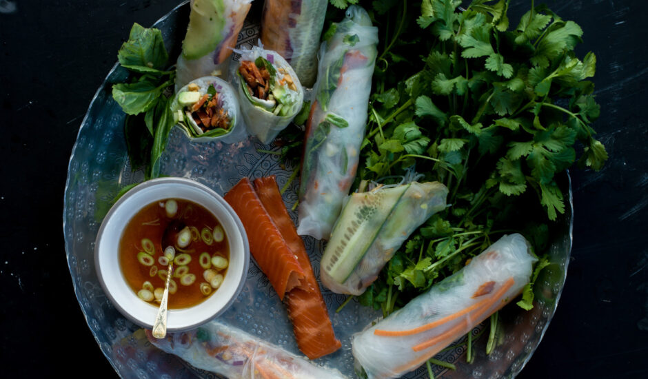 Fresh Rolls with Smoked Alaska Salmon and Basil