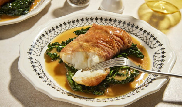 Wild Alaskan Cod Saltimbocca with Kale