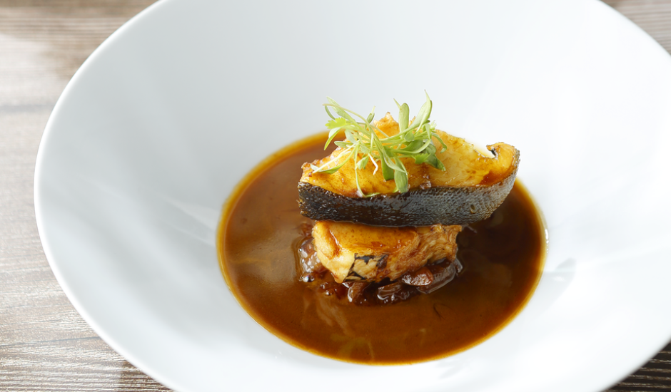 Braised Black Cod with scallions and ginger
