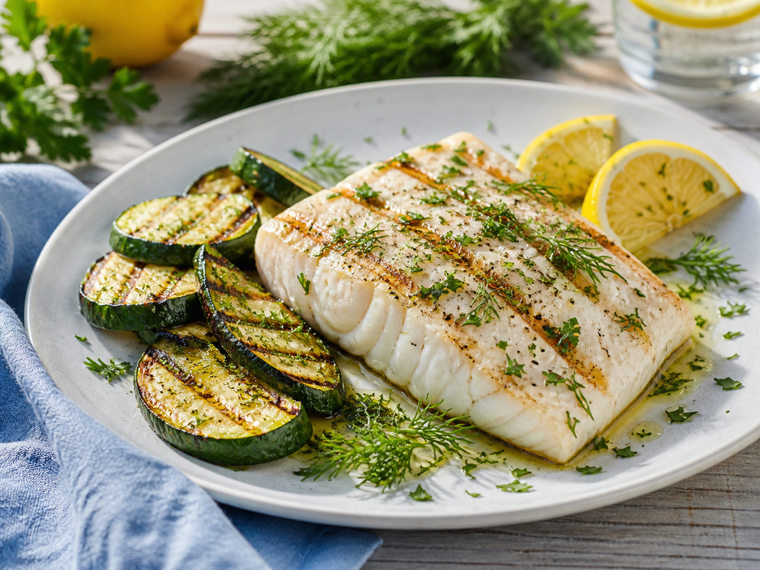 Grilled Halibut with Lemon and Herbs