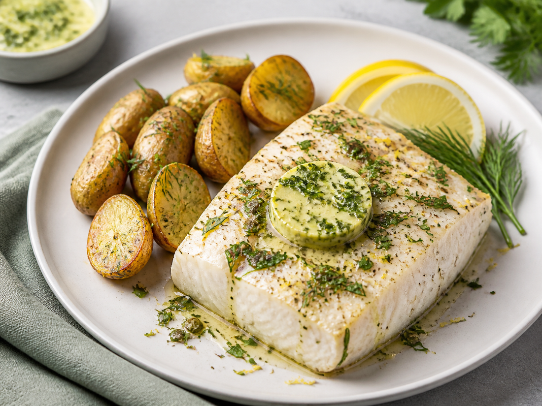 Baked Halibut with Herb Butter
