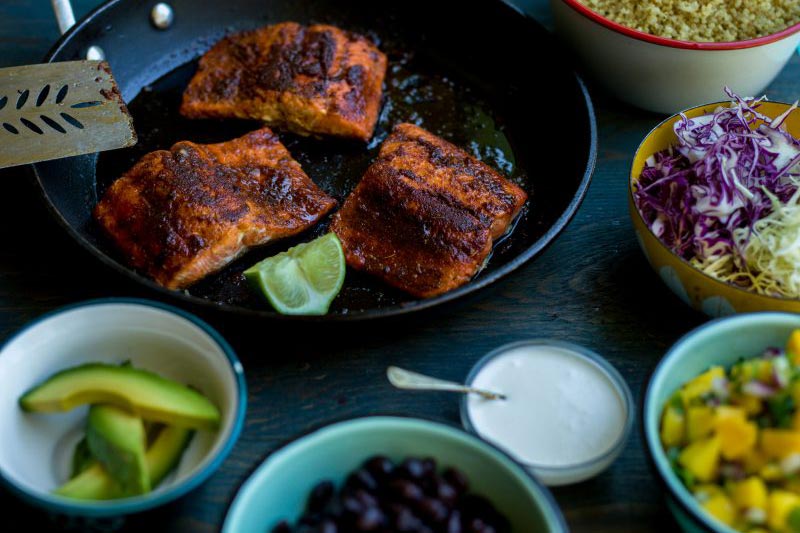 Salmon Quinoa Taco Bowls