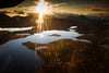 Sunset over river and water ways in Bristol Bay, Alaska home of the largest wild sockeye salmon run in the world. 