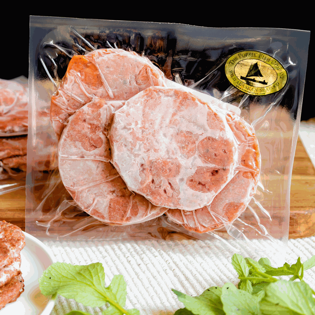 Frozen Wild Caught Alaskan Sockeye Salmon Patties - Popsie Fish Co