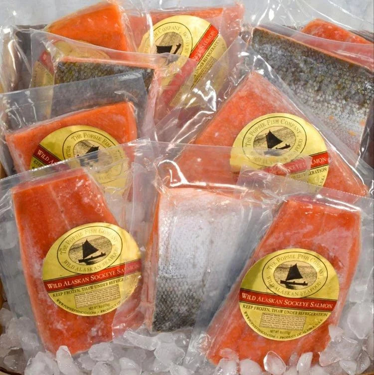 5 pound box of frozen alaskan sockeye salmon protions