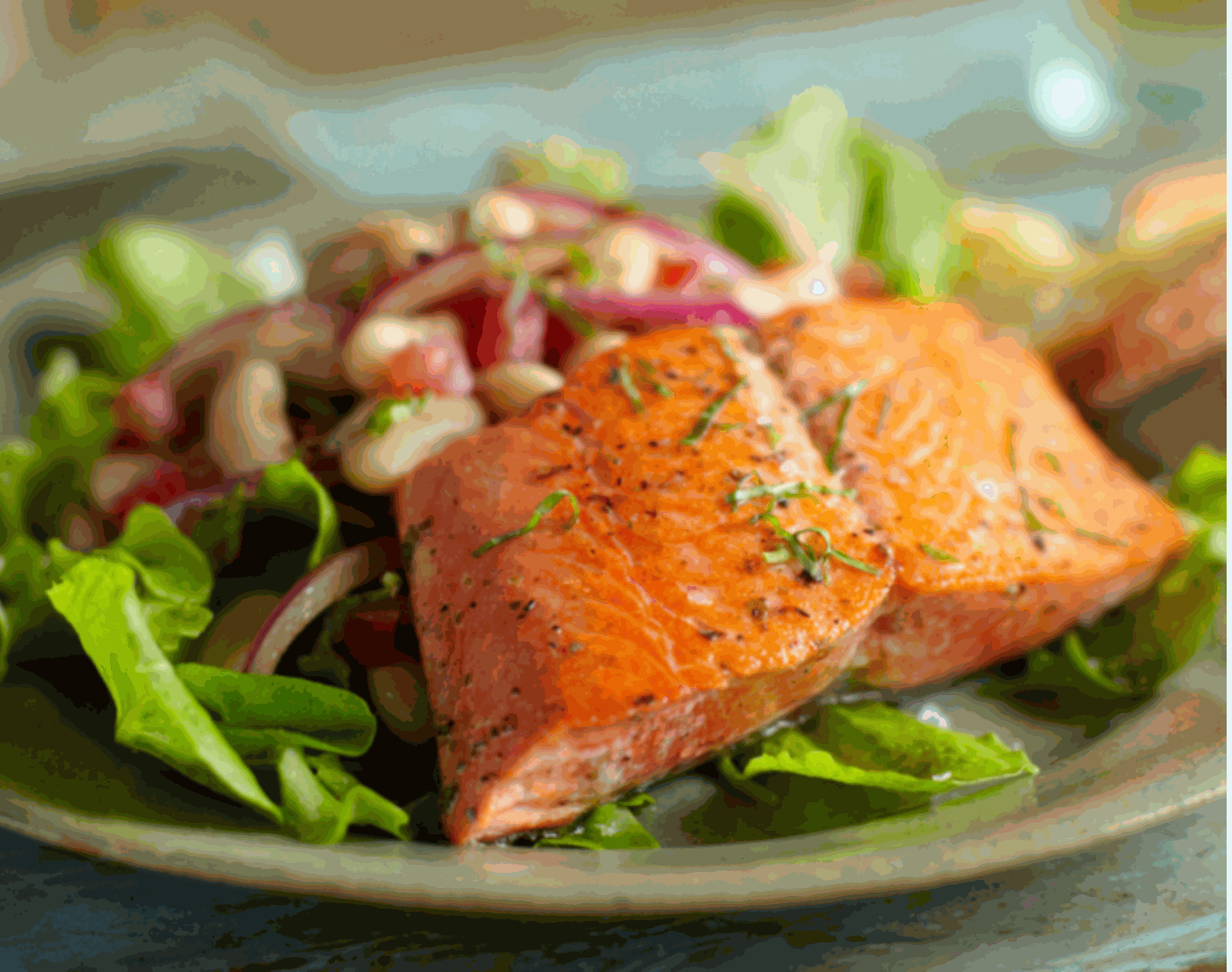 Cooked Wild caught Alaskan Sockeye salmon portion