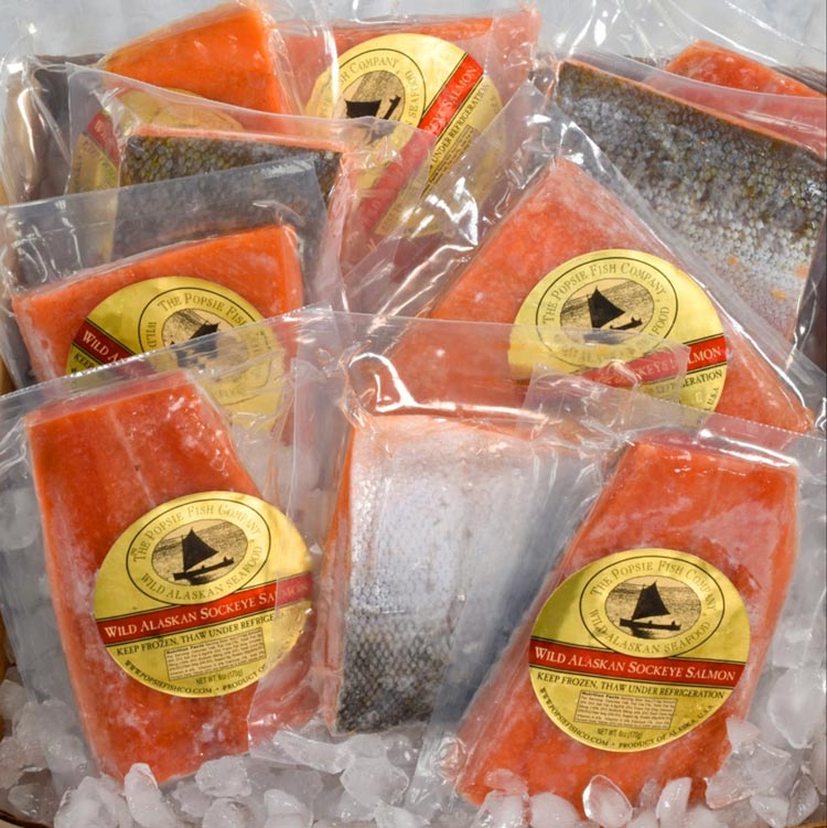 Shop Wild Alaskan Sockeye Salmon Boxes - 5 or 10lbs – The Popsie Fish  Company