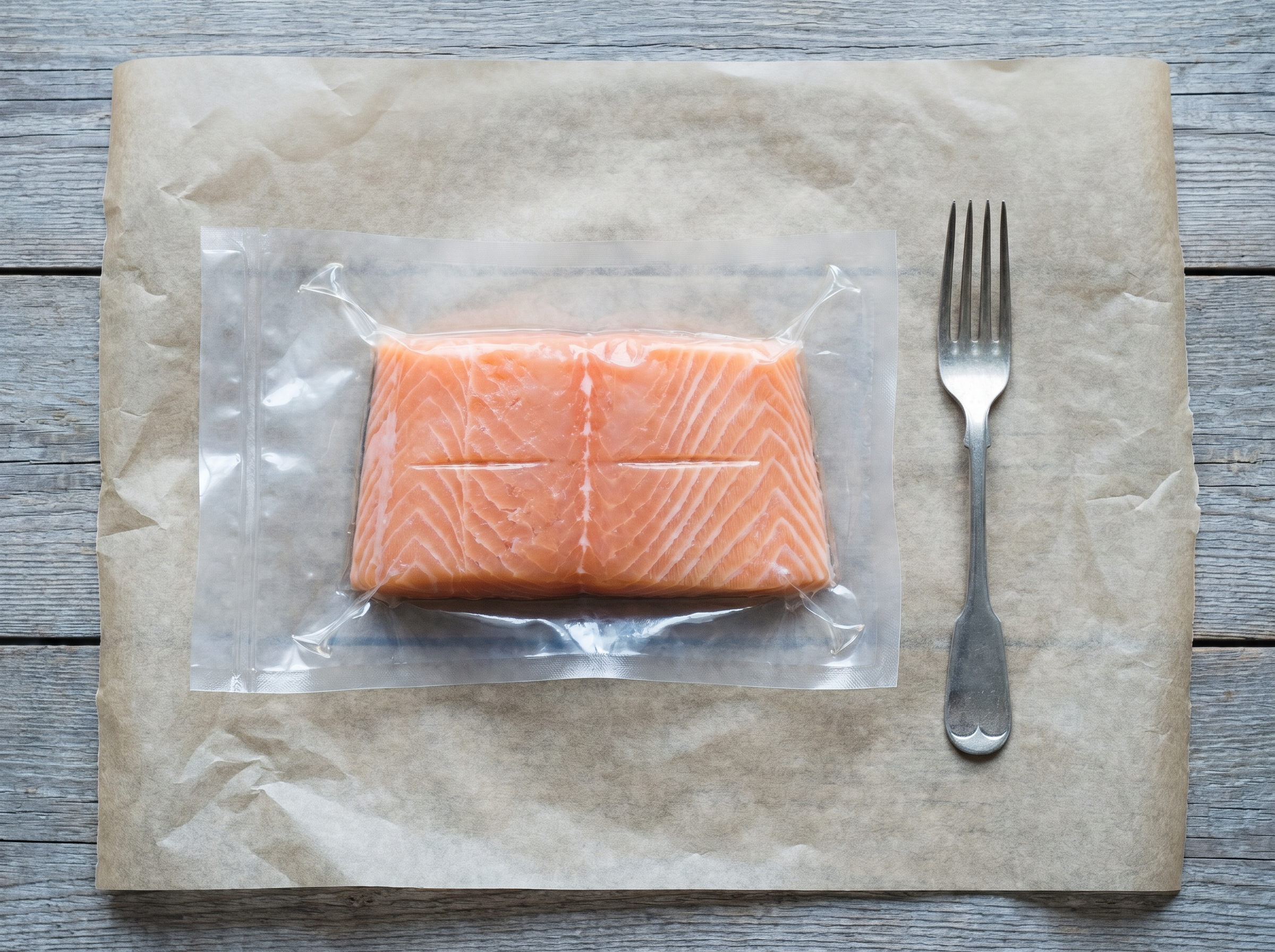 Salmon portion divided into four servings