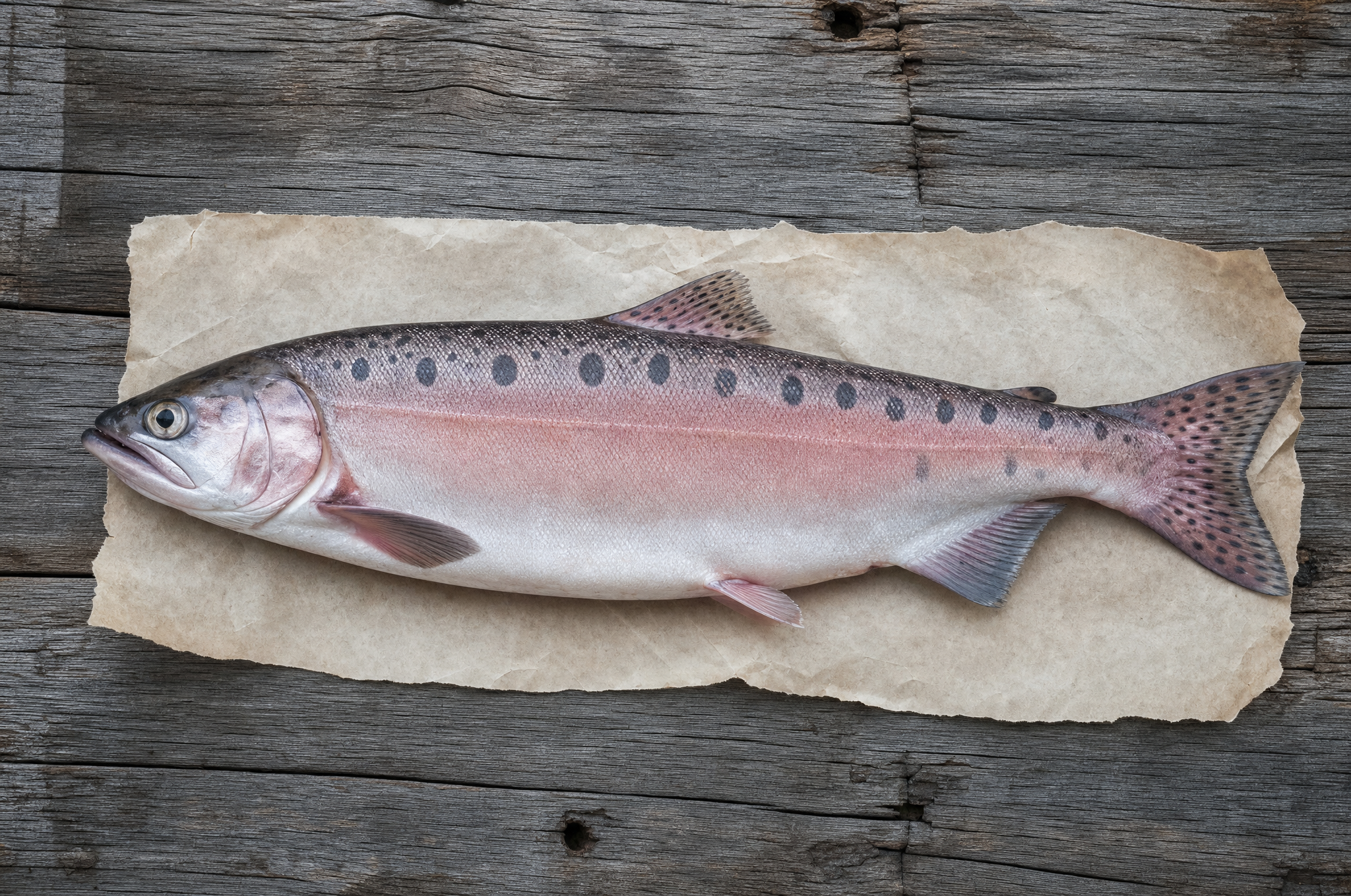 Whole wild Alaskan pink salmon side portrait